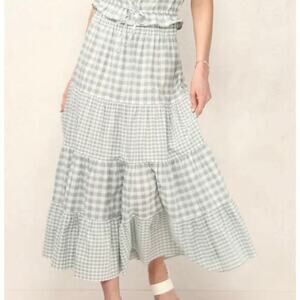 LC Lauren Conrad tiered gingham midi cottage prairie shirt XXL